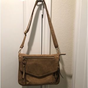 Faux Suede Shoulder Handbag